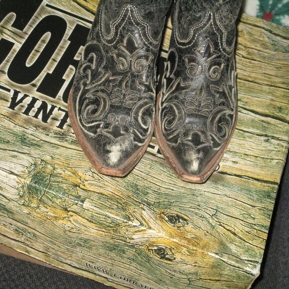 Vintage Black Corral Boots sz 7M  Lizard Over C2108 - Picture 4 of 14